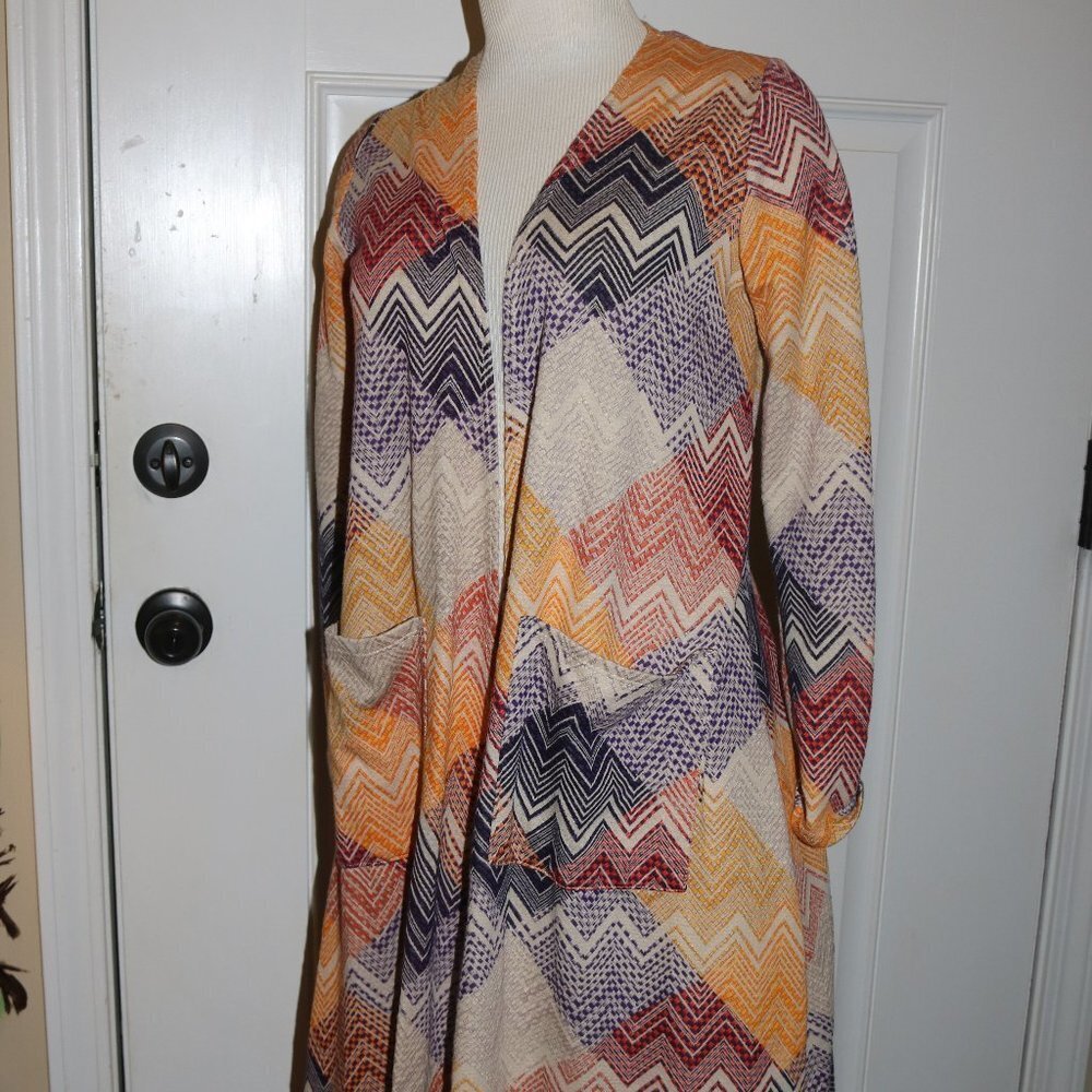 Lularoe southwest colors and pattern long cardigan or housecoat size small
